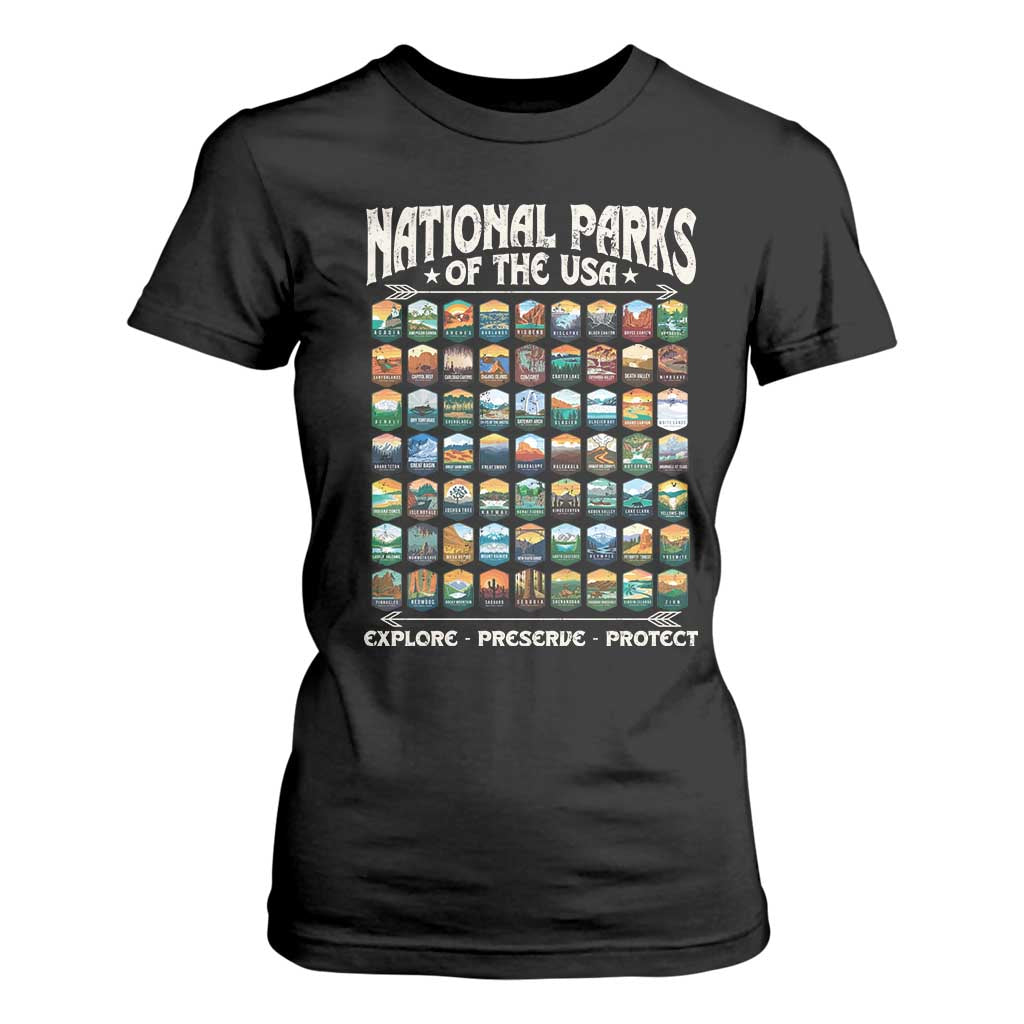 Protect Our National Parks T Shirt For Women 63 Parks Over Profits Camping Hiking Sunrise Pine Tree TS10 Black Print Your Wear