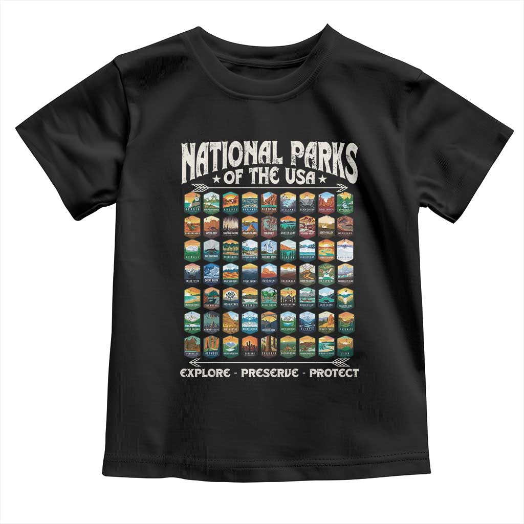 Protect Our National Parks Toddler T Shirt 63 Parks Over Profits Camping Hiking Sunrise Pine Tree TS10 Black Print Your Wear