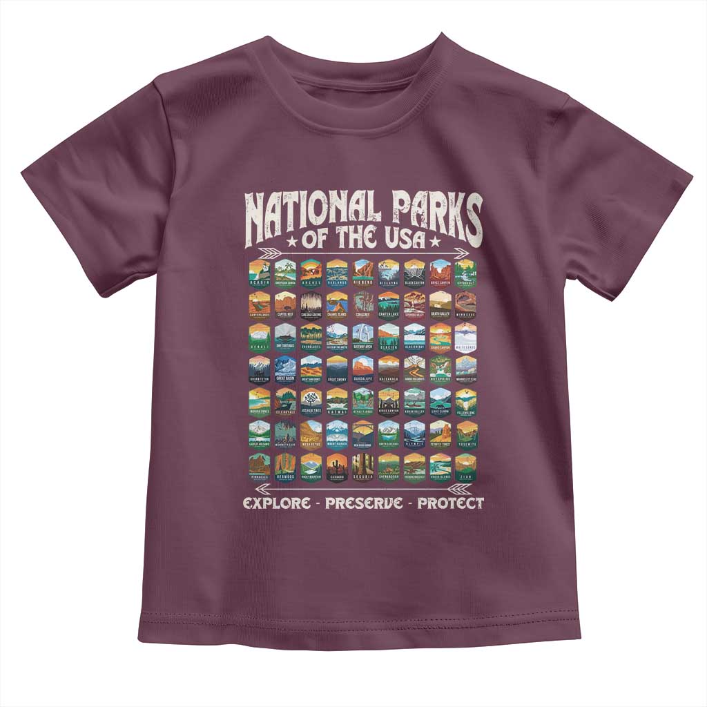 Protect Our National Parks Toddler T Shirt 63 Parks Over Profits Camping Hiking Sunrise Pine Tree TS10 Maroon Print Your Wear