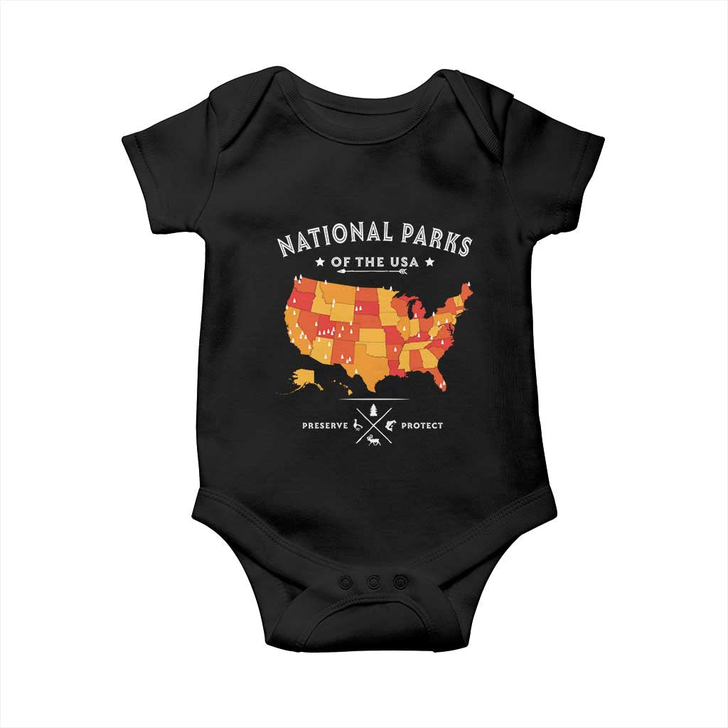 Protect Our National Parks Baby Onesie Of The Usa Map NPS TS10 Black Print Your Wear