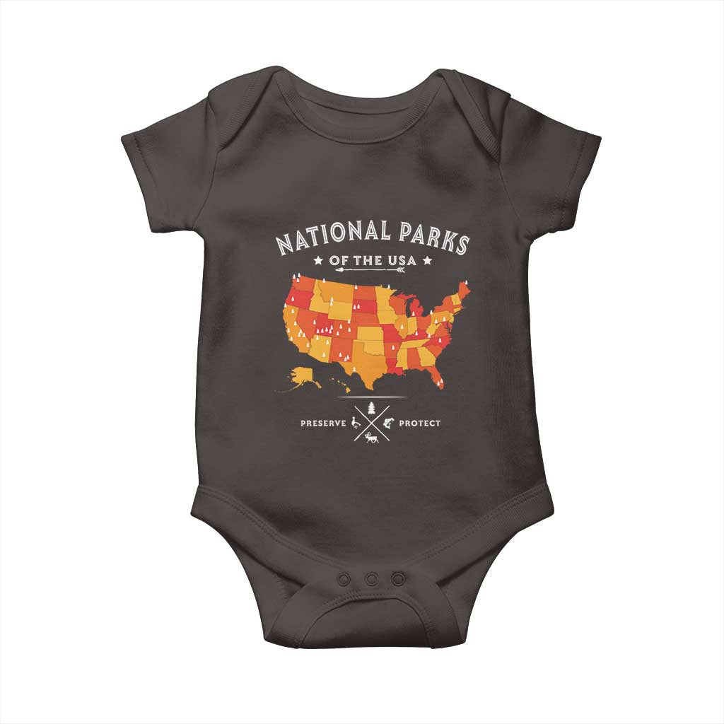Protect Our National Parks Baby Onesie Of The Usa Map NPS TS10 Dark Chocolate Print Your Wear