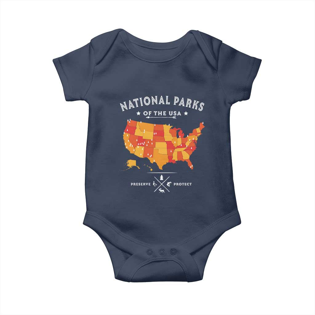 Protect Our National Parks Baby Onesie Of The Usa Map NPS TS10 Navy Print Your Wear