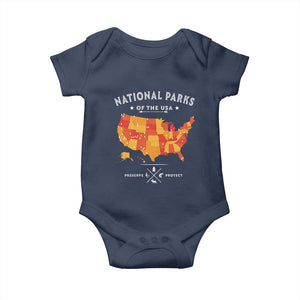 Protect Our National Parks Baby Onesie Of The Usa Map NPS TS10 Navy Print Your Wear