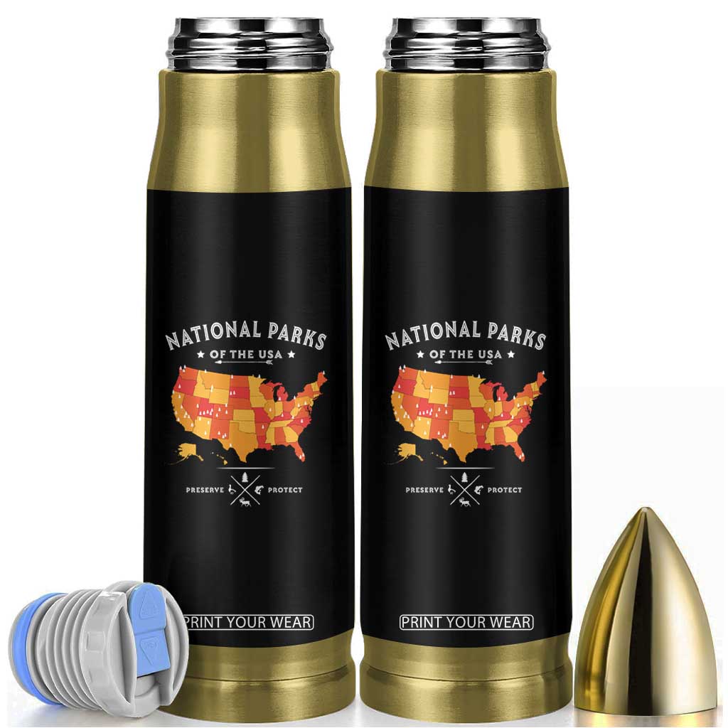 Protect Our National Parks Bullet Tumbler Of The Usa Map NPS TS10 Black Print Your Wear