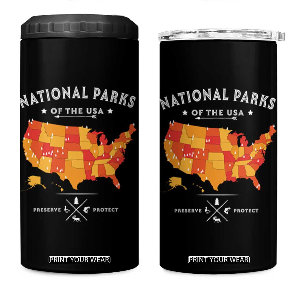 Protect Our National Parks 4 in 1 Can Cooler Tumbler Of The Usa Map NPS TS10 One Size: 16 oz Black Print Your Wear