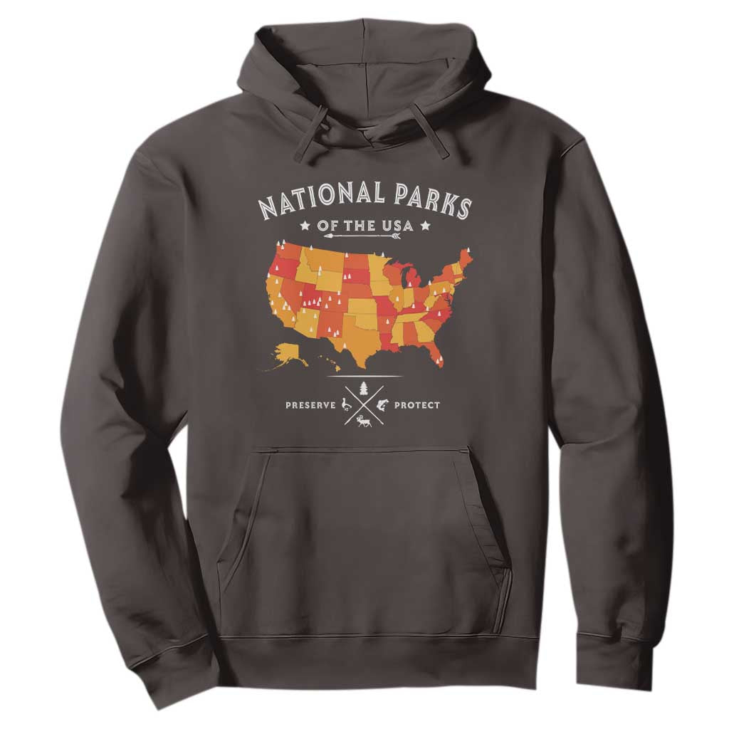 Protect Our National Parks Hoodie Of The Usa Map NPS TS10 Dark Chocolate Print Your Wear