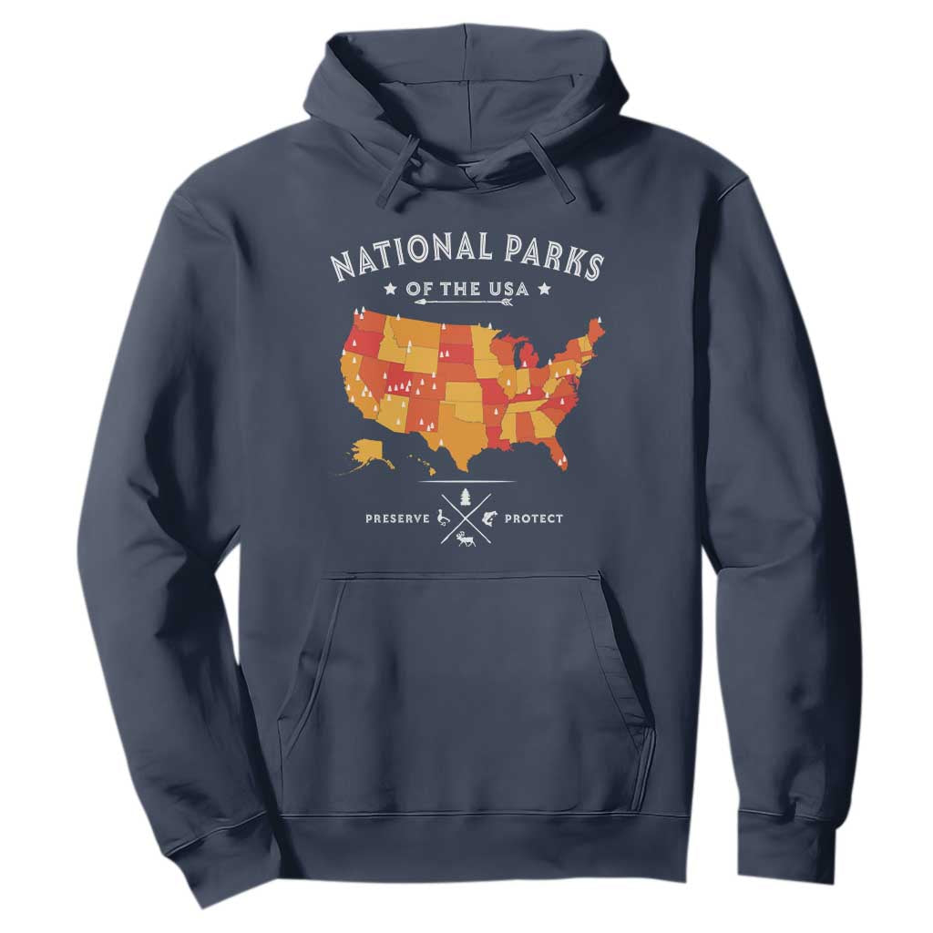 Protect Our National Parks Hoodie Of The Usa Map NPS TS10 Navy Print Your Wear