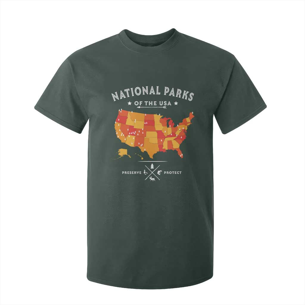 Protect Our National Parks T Shirt For Kid Of The Usa Map NPS TS10 Dark Forest Green Print Your Wear