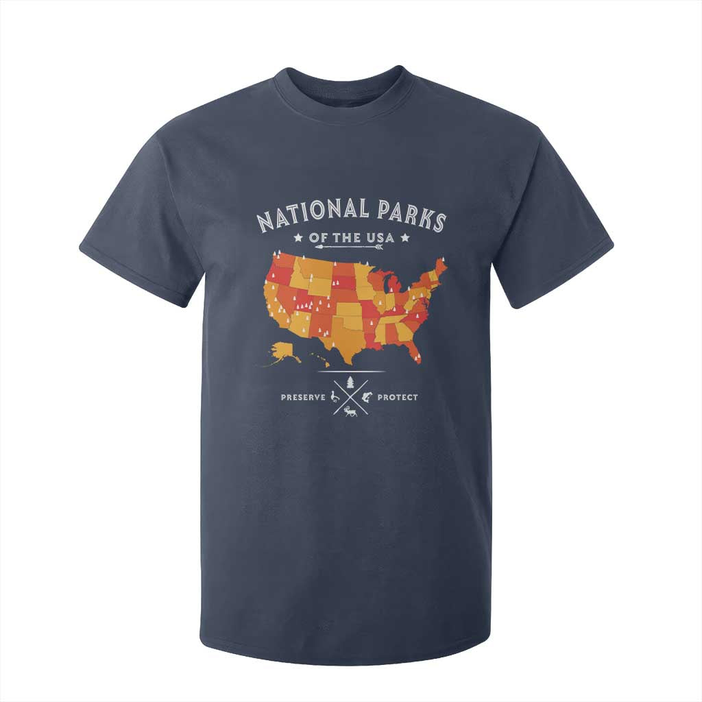 Protect Our National Parks T Shirt For Kid Of The Usa Map NPS TS10 Navy Print Your Wear