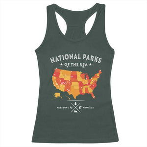 Protect Our National Parks Racerback Tank Top Of The Usa Map NPS TS10 Dark Forest Green Print Your Wear