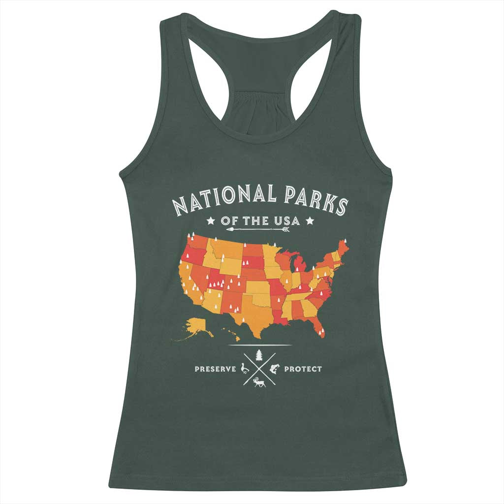 Protect Our National Parks Racerback Tank Top Of The Usa Map NPS TS10 Dark Forest Green Print Your Wear