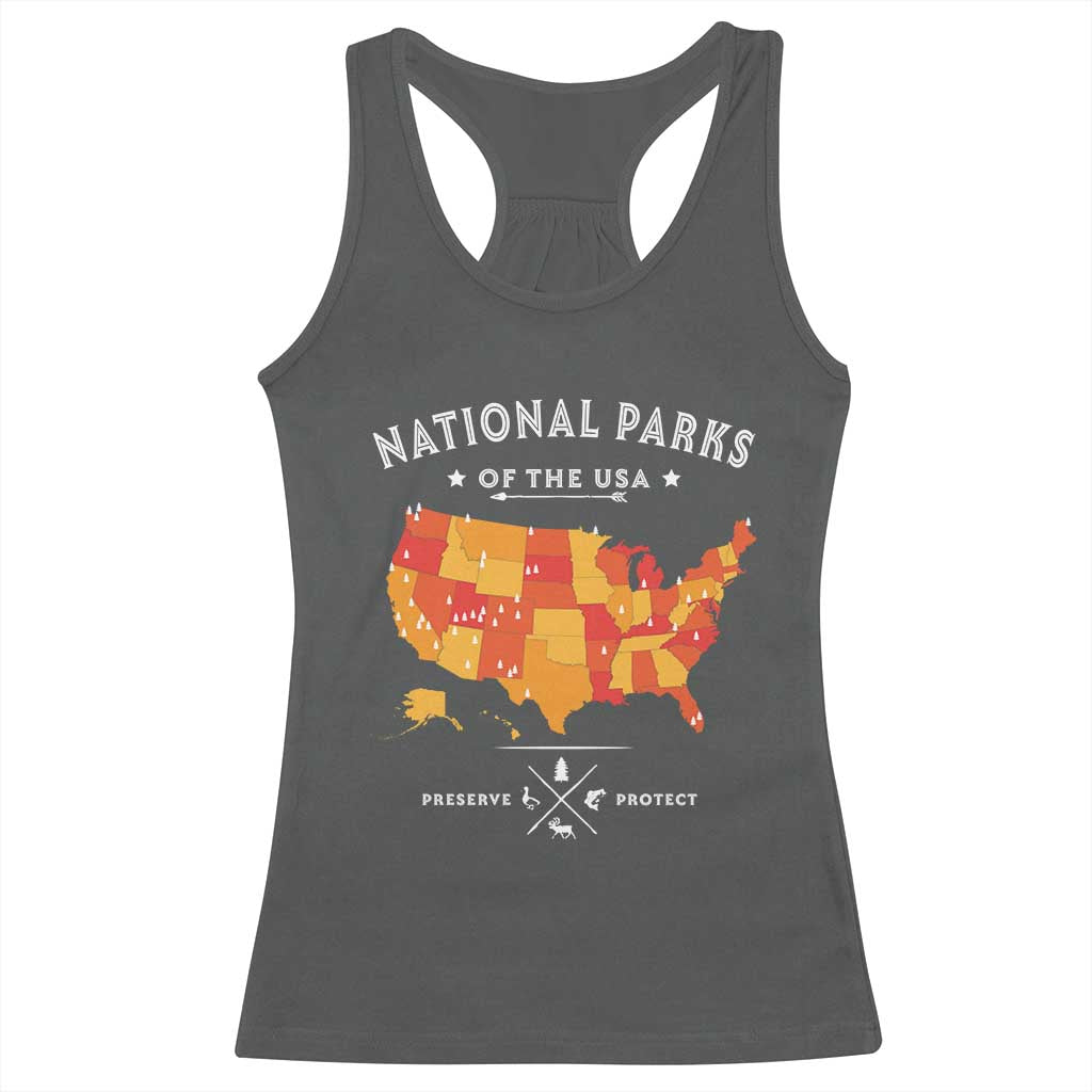 Protect Our National Parks Racerback Tank Top Of The Usa Map NPS TS10 Dark Heather Print Your Wear