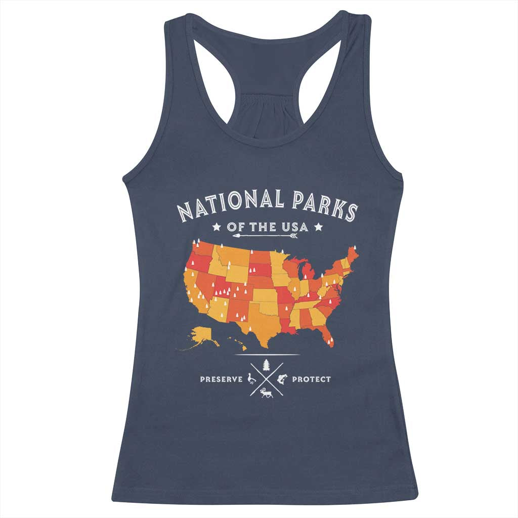 Protect Our National Parks Racerback Tank Top Of The Usa Map NPS TS10 Navy Print Your Wear