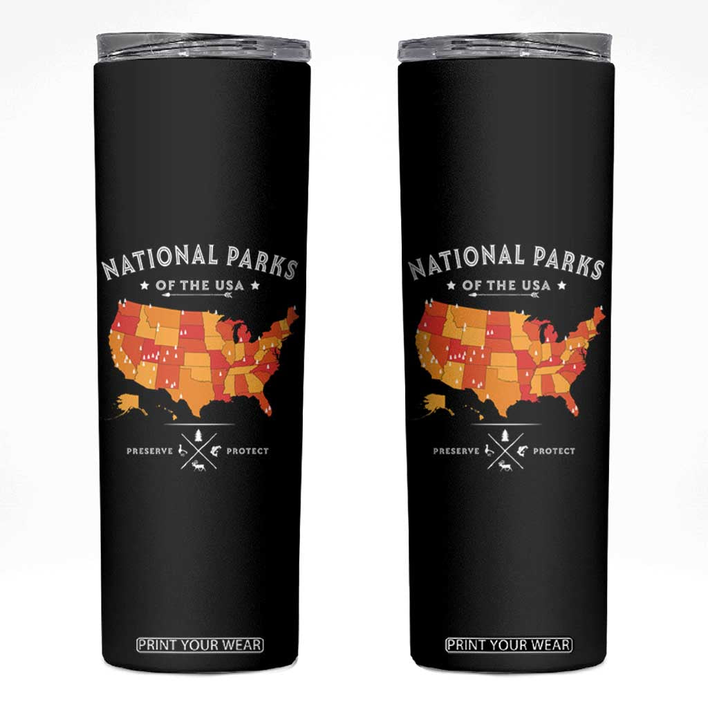Protect Our National Parks Skinny Tumbler Of The Usa Map NPS TS10 Black Print Your Wear