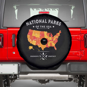 Protect Our National Parks Spare Tire Cover Of The Usa Map NPS TS10 Black Print Your Wear