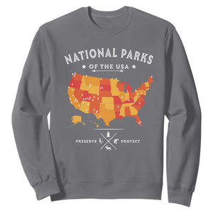 Protect Our National Parks Sweatshirt Of The Usa Map NPS TS10 Charcoal Print Your Wear