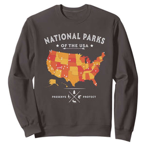 Protect Our National Parks Sweatshirt Of The Usa Map NPS TS10 Dark Chocolate Print Your Wear
