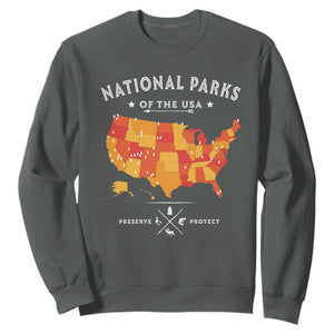 Protect Our National Parks Sweatshirt Of The Usa Map NPS TS10 Dark Heather Print Your Wear