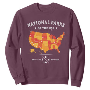 Protect Our National Parks Sweatshirt Of The Usa Map NPS TS10 Maroon Print Your Wear