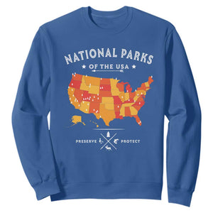 Protect Our National Parks Sweatshirt Of The Usa Map NPS TS10 Royal Blue Print Your Wear