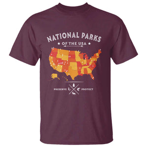 Protect Our National Parks T Shirt Of The Usa Map NPS TS10 Maroon Print Your Wear
