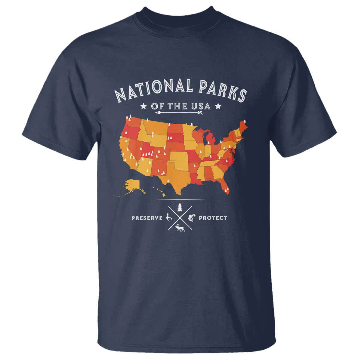 Protect Our National Parks T Shirt Of The Usa Map NPS TS10 Navy Print Your Wear