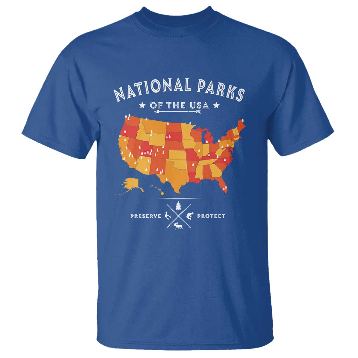 Protect Our National Parks T Shirt Of The Usa Map NPS TS10 Royal Blue Print Your Wear