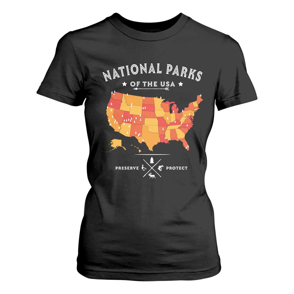 Protect Our National Parks T Shirt For Women Of The Usa Map NPS TS10 Black Print Your Wear