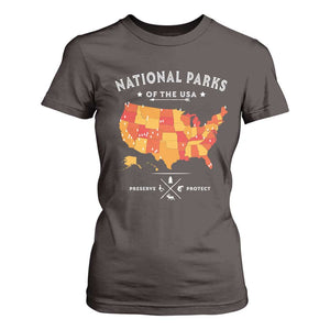 Protect Our National Parks T Shirt For Women Of The Usa Map NPS TS10 Dark Chocolate Print Your Wear