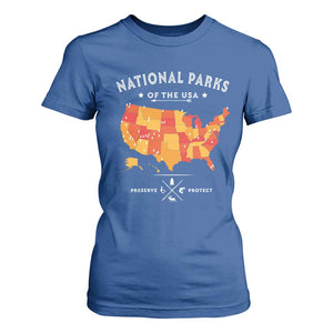 Protect Our National Parks T Shirt For Women Of The Usa Map NPS TS10 Royal Blue Print Your Wear