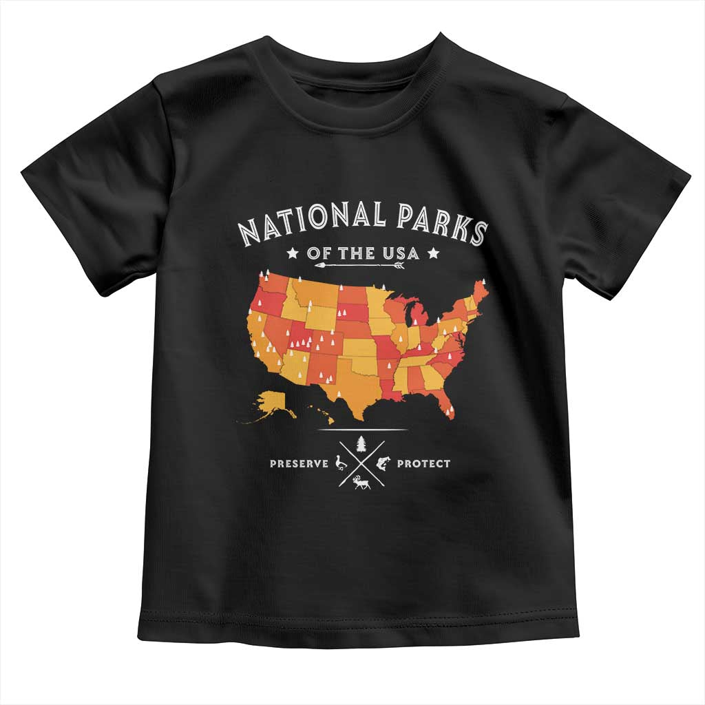 Protect Our National Parks Toddler T Shirt Of The Usa Map NPS TS10 Black Print Your Wear