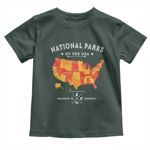 Protect Our National Parks Toddler T Shirt Of The Usa Map NPS TS10 Dark Forest Green Print Your Wear