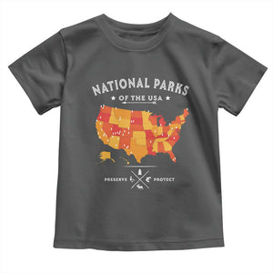 Protect Our National Parks Toddler T Shirt Of The Usa Map NPS TS10 Dark Heather Print Your Wear