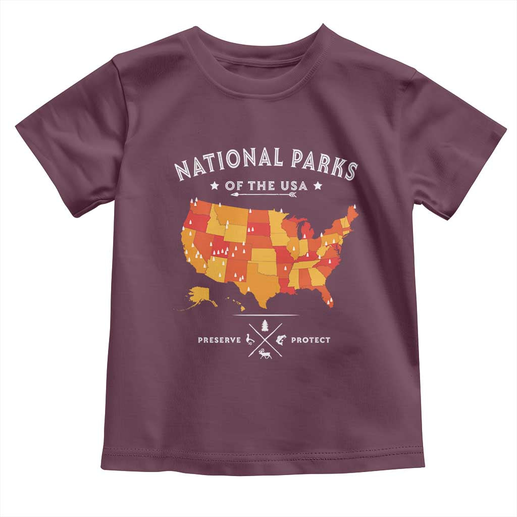 Protect Our National Parks Toddler T Shirt Of The Usa Map NPS TS10 Maroon Print Your Wear