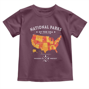 Protect Our National Parks Toddler T Shirt Of The Usa Map NPS TS10 Maroon Print Your Wear