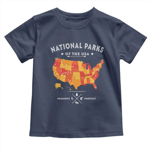 Protect Our National Parks Toddler T Shirt Of The Usa Map NPS TS10 Navy Print Your Wear