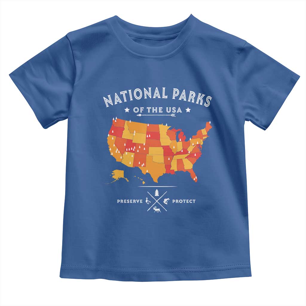 Protect Our National Parks Toddler T Shirt Of The Usa Map NPS TS10 Royal Blue Print Your Wear