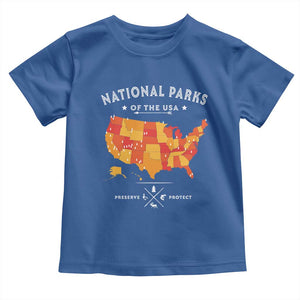 Protect Our National Parks Toddler T Shirt Of The Usa Map NPS TS10 Royal Blue Print Your Wear