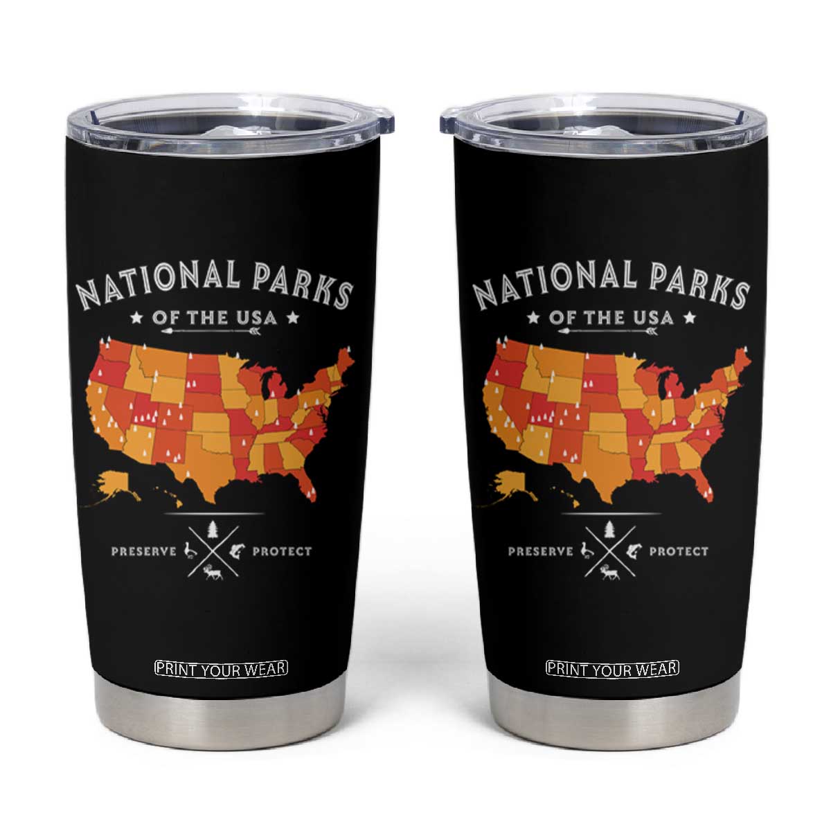 Protect Our National Parks Tumbler Cup Of The Usa Map NPS TS10 Black Print Your Wear