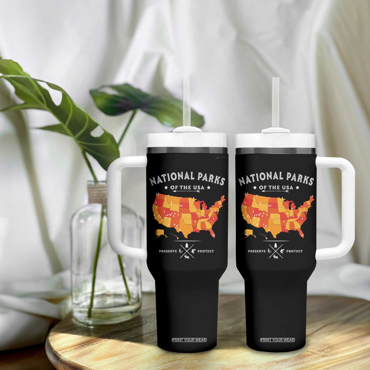 Protect Our National Parks Tumbler With Handle Of The Usa Map NPS TS10 Print Your Wear