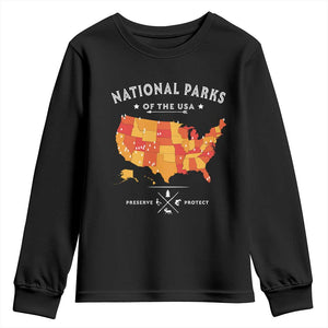 Protect Our National Parks Youth Sweatshirt Of The Usa Map NPS TS10 Black Print Your Wear