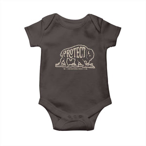 Protect Our National Parks Baby Onesie Bison Buffalo Vintage TS10 Dark Chocolate Print Your Wear