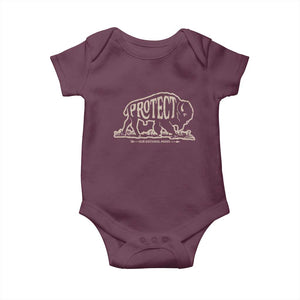 Protect Our National Parks Baby Onesie Bison Buffalo Vintage TS10 Maroon Print Your Wear