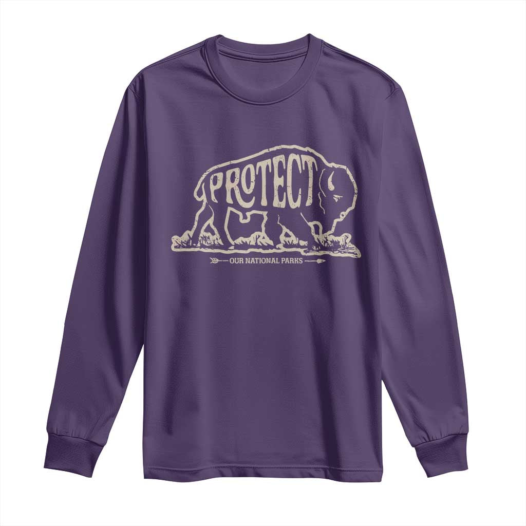 Protect Our National Parks Long Sleeve Shirt Bison Buffalo Vintage TS10 Purple Print Your Wear