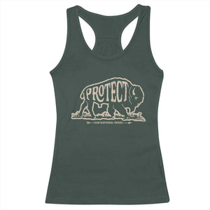 Protect Our National Parks Racerback Tank Top Bison Buffalo Vintage TS10 Dark Forest Green Print Your Wear