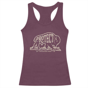 Protect Our National Parks Racerback Tank Top Bison Buffalo Vintage TS10 Maroon Print Your Wear