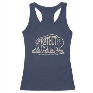 Protect Our National Parks Racerback Tank Top Bison Buffalo Vintage TS10 Navy Print Your Wear