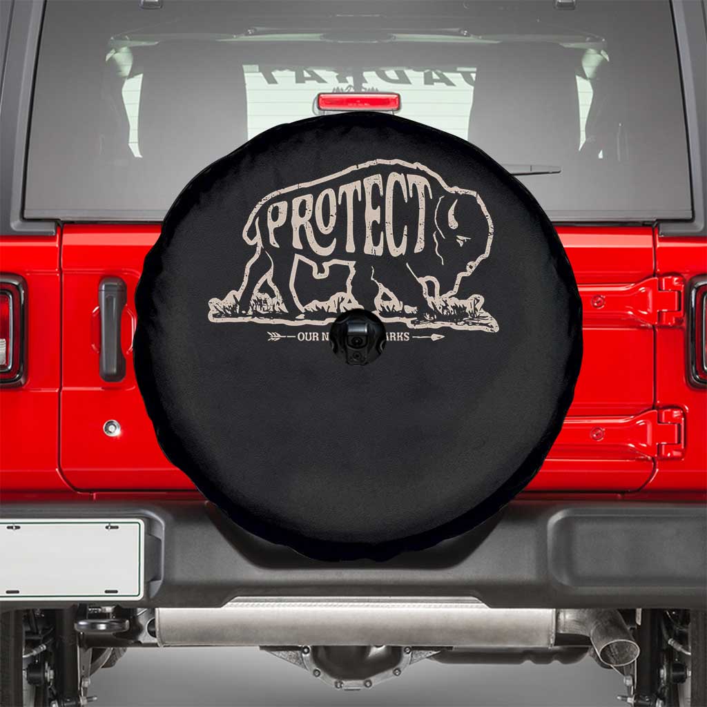 Protect Our National Parks Spare Tire Cover Bison Buffalo Vintage TS10 Black Print Your Wear