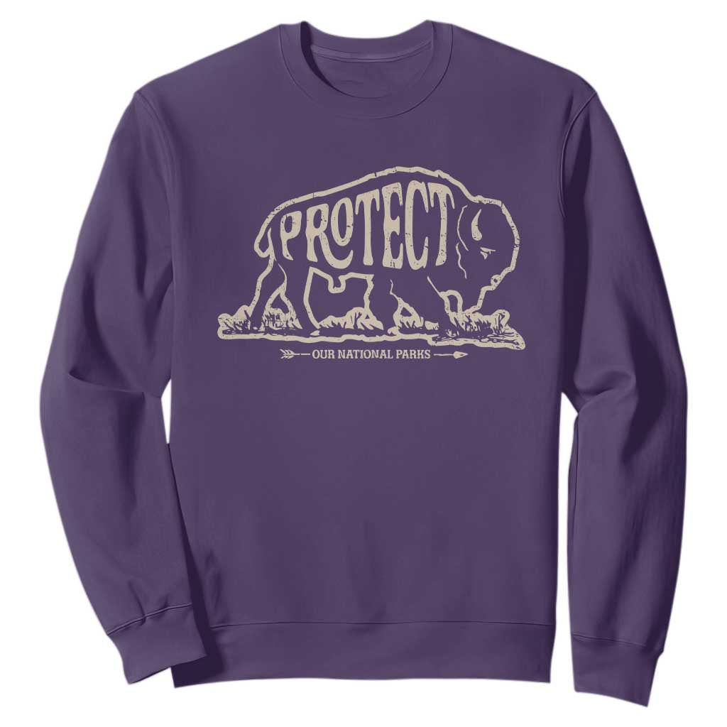 Protect Our National Parks Sweatshirt Bison Buffalo Vintage TS10 Purple Print Your Wear