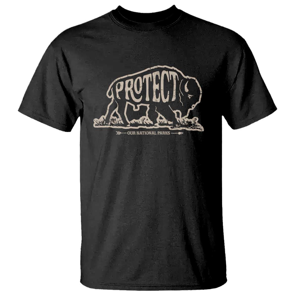 Protect Our National Parks T Shirt Bison Buffalo Vintage TS10 Black Print Your Wear